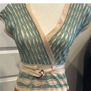 Striped V-Neck Missoni Knit Top with Belt Size 40